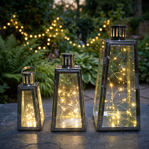 metal nautical <b>hurricane</b> glass large <b>lantern</b> - Product Image 3