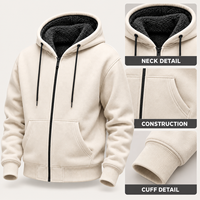 Vente en gros : Sweat à capuche zippé intégral doublé en sherpa pour homme, en polaire d'hiver, chaud, de la collection Vêtements pour hommes, type Hoodies & Sweatshirts