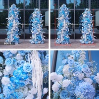 Dekorasi Pernikahan Bunga Artifisial Biru Langit Putih Campuran Mawar Anggrek Biru Terbaru dari DKB Wholesale