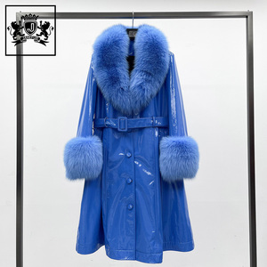 Vente flash <span class=keywords><strong>Black</strong></span> <span class=keywords><strong>Friday</strong></span> Janefur Manteau en fourrure de renard naturelle chaud d'hiver pour femmes grandes tailles avec col et poignets en fourrure véritable en cuir - Product Image 1