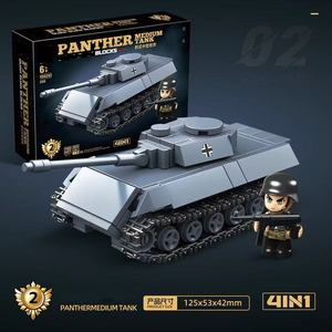 Kit de construction de mini-véhicules 4 en 1, modèle de char de la Seconde Guerre mondiale, char moyen <span class=keywords><strong>Panther</strong></span> miniature, jouet pour enfant, ensemble de blocs de construction - Product Image 5