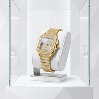 Montre de luxe à quartz pour femme et homme, sertie de saphirs et de diamants, avec strass et grand cadran, en moissanite, à prix abordable