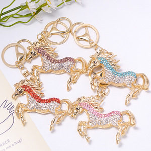 Creative Luxury Water Diamond Pony Key Pendant Small Gift Keychain for Cars Animal-Themed Bag <b>Ornament</b> - Product Image 3