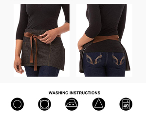KEFEI Denim Bistro Café <span class=keywords><strong>Tablier</strong></span> Coton <span class=keywords><strong>Professionnel</strong></span> Demi <span class=keywords><strong>Tablier</strong></span> de Cuisine Durable Taille <span class=keywords><strong>Tablier</strong></span> de Service - Product Image 4