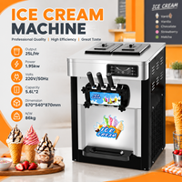 Mini machine à crème glacée automatique à trois têtes à usage commercial direct d'usine nouveau service doux pour les matières premières de fruits de restaurant