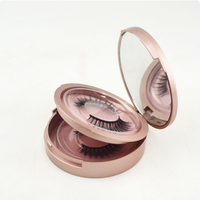Boîte d'emballage pour cils en or rose ronde vide en gros, disponible en double/triple/quatre couches, emballage cosmétique
