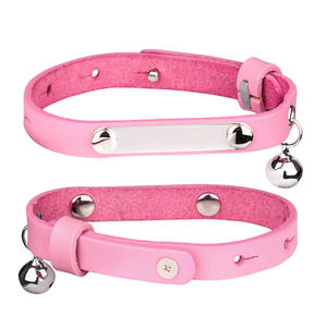 Grabable Pet Cat Name Id Tags Cadena para mascotas Cuero Clásico Impermeable Bell <span class=keywords><strong>Dog</strong></span> Cat Collar - Product Image 3
