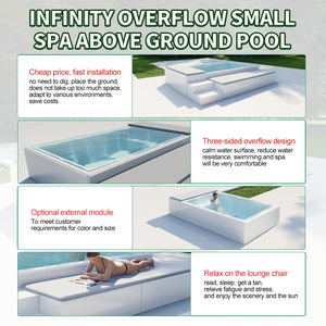 Bahçe aile yüzmek Spa buz soğuk dalma havuzu küvet Overflower fiberglas zemin üstü yüzme havuzu ile şezlong - Product Image 6