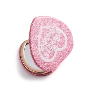 Fashion Romantic Heart Shape Design Customize Logo Dual Side Pocket Glitter <b>Compact</b> <b>Mirror</b> - Product Image 6