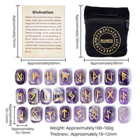 Ensemble de 25 pierres runiques sculptées Futhark, symboles nordiques germains, kit de divination, ensemble de runes en cristal naturel spirituel