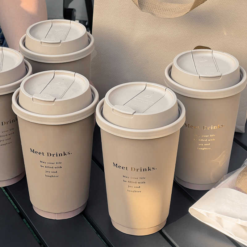 Custom Logo Disposable Paper Cups 8oz-16oz Double Wall for Hot Bubble Tea and Coffee Black Double Wall Coffee Cup with Lid