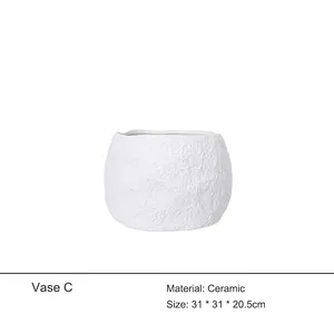 Vaso de cerâmica branco bisquito, decoração minimalista para casa, acessórios interiores, vaso de cerâmica para decoração