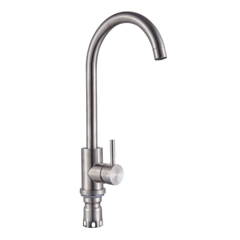 Brushed Surface Single Handle Mixer Taps With Soft Water Stainless Steel Faucet In Kitchen