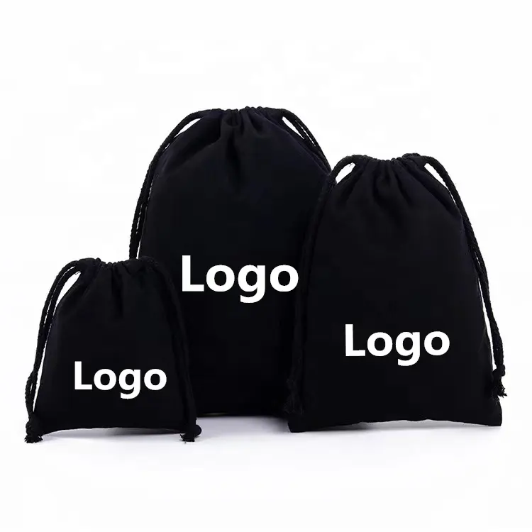 Huahao-Bolsa de cuerda con estampado personalizado, bolsa pequeña de regalo de tela de marca personalizada, bolsa de muselina de algodón orgánico con cordón
