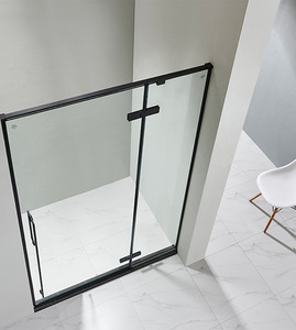 Banyoda Islak/Kuru Ayırma için Alüminyum Alaşımlı Çerçeve ve Temperli Cam Bölmeli Özel Minimalist Sürgülü Duş Kapısı - Product Image 1