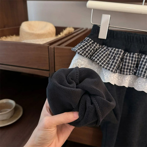 Tongxingyuan Baby Girls Sweatpants Fleece-<b>lined</b> With Ruffle Trim Casual <b>Pants</b> - Product Image 2