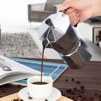 Cafetière Moka en aluminium de style italien octogonal, 3 tasses, 6 tasses, plusieurs tailles, cafetière à poser sur le réchaud pour la vente en gros