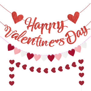 День Святого Валентина дом настенные Подвески Украшения выдвижные флаги счастливый день Святого Валентина в форме сердца украшения для вечеринки - Product Image 1