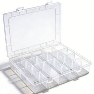 กล่องเก็บอุปกรณ์อิเล็กทรอนิกส์แบบใส ปรับได้ 20 ช่อง พร้อมถาดใส่ - Product Image 1