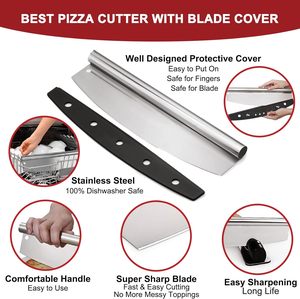 Factory Price Eco-Friendly 4pcs Pizza Tools Set with Stainless Steel Cordierite Pizza Stone & Wooden Peel for Oven and Grill - Product Image 5
