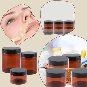 Custom 50ml-500ml Amber PET <b>Plastic</b> <b>Jar</b> with Lid for Cosmetic Lotion and Loose Powder in Screw Cap - Product Image 4