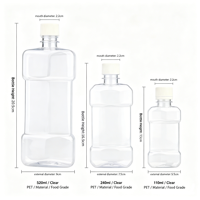 Bouteille carrée en PET transparent avec bouchon à vis plat blanc, conteneur transparent pour rince-bouche et emballage de liquides de soins bucco-dentaires