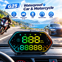 Compteur de vitesse GPS HUD WiiYii G25 avec écran LED étanche de 5 pouces et horloge pour motos et véhicules à essence