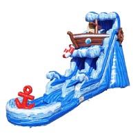 Tobogán Acuático Inflable Comercial para Alquiler, Diseño de Naufragio, Tobogán Acuático Inflable Húmedo/Seco