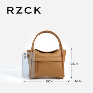 RZCK OEM personnalisé petit <span class=keywords><strong>sac</strong></span> à main de soirée mini <span class=keywords><strong>seau</strong></span> pour femmes fermeture éclair décontracté dames <span class=keywords><strong>marron</strong></span> panier épaule sacs à bandoulière - Product Image 2