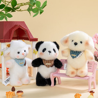 Mini Peluche Panda Bib Bunny, Breloque de Sac à Dos, Petit Ours Porte-clés 10cm, Unisexe, Coton, 14 ans et plus, Cadeau Thème Zoo, Vente en Gros