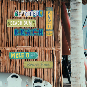Panneau mural long en métal sur <span class=keywords><strong>le</strong></span> thème de la plage, Beach Bum Mile 0 Key West, décoration murale tropicale et côtière - Product Image 3