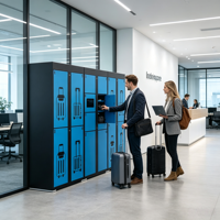 Système de casiers intelligents pour le stockage de bagages dans les gares, les aéroports et pour les voyageurs