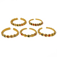 Nouvelles bagues ouvertes tendance en acier inoxydable plaqué or 18 carats, serties de zircons colorés et brillants, pour femmes