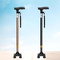 N06FC21- # I #     Nouvelles cannes télescopiques réglables en alliage d'aluminium à quatre pieds pour personnes âgées, bâtons de marche sans lumière