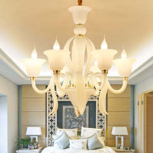 Lustre en verre blanc de style européen Zeal Lighting, 6 lumières E14, luminaire moderne pour chambre à coucher - Product Image 1