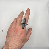 Bague Crâne Déformé Style Heavy Punk en Argent Sterling 925 Plaqué Rhodium, Unisexe, Fait Main, pour Mariage, Fête, Motard, Motocycliste, Squelette, Cadeau