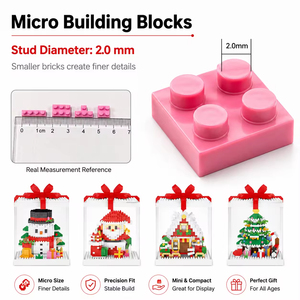 Micro blocs de construction de Noël, jouets éducatifs en mini briques, modèle de maison dans les arbres, bonhomme de neige, Père Noël, jouet de puzzle DIY pour enfants, cadeau de Noël - Product Image 2
