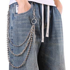 Chaîne de pantalon Yueli Punk en métal à pampilles, chaîne de taille en argent tibétain, accessoire de mode streetwear décontracté - Product Image 1