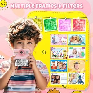 กล้องถ่ายรูปพิมพ์ทันทีสำหรับเด็ก, พิมพ์ผ่านแอพ, วิดีโอ 1080P, กล้องดิจิตอลเซลฟี่เลนส์คู่พร้อมการ์ด SD 32G, ของเล่นพกพาสำหรับเด็กเล็ก - Product Image 5