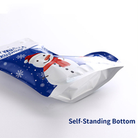 Sachet cadeau de Noël en aluminium refermable, forme spéciale personnalisée, pochette verticale pour l'emballage de bonbons et de gommes