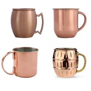 Винный стакан из нержавеющей стали, медная кружка для питья и чашка с ручкой, ручная работа, чистая медь, Московский мул, пивная кружка - Product Image 4