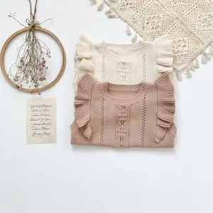 2022 Spring Summer Kids girls clothing flutter Sleeveless Knitting Cotton Baby Vest