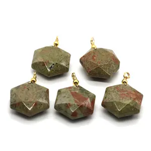 New design hexagram pendant natural gemstone Unakite tiger eye quartz healing crystal necklace pendant for DIY jewelry Gift