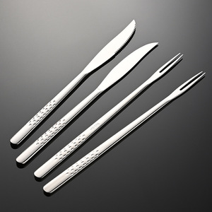 Tenedor coreano para barbacoa de acero inoxidable 304 - Uso en exteriores/hogar - Cuchillo y tenedor para parrilla - Tenedor para carne de res para cocina - Carne para restaurante - Product Image 1