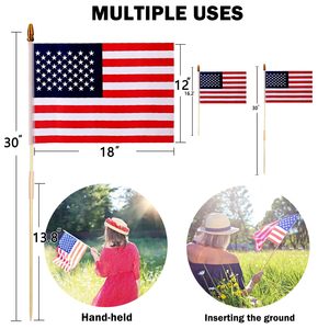 批发定制12x 18英寸美国三角旗旗，带多功能旗杆手持和接地 - Product Image 2