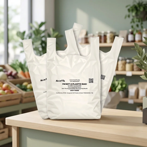 Ukhi Brand <b>Compostable</b> T-Shirt <b>Bags</b> PE Biodegradable Digital Printing Heat Seal Customizable Business Shopping - Product Image 2