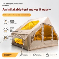 Tente gonflable 6.3 en tissu Oxford monocouche, pliable quatre saisons, imperméable pour le camping extérieur, pour 3-4 personnes, design à sommet.