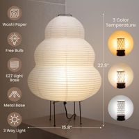 Lampe de table LED de style japonais, abat-jour en papier de riz blanc fait main, base métallique flexible, lumière ambiante chaude réglable pour chambre à coucher