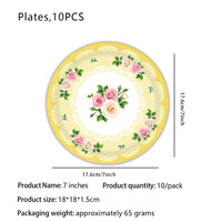 Ensemble de vaisselle Camellia pour les occasions festives pour Pâques Ramadan Anniversaire Graduation et fêtes de Noël-Assiette en papier et décor de tasse