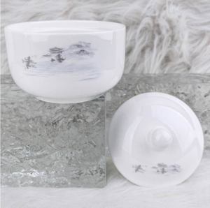 Bol en céramique traditionnel chinois peint à la main avec couvercle, motif paysager, vaisselle pour usage quotidien - Product Image 2